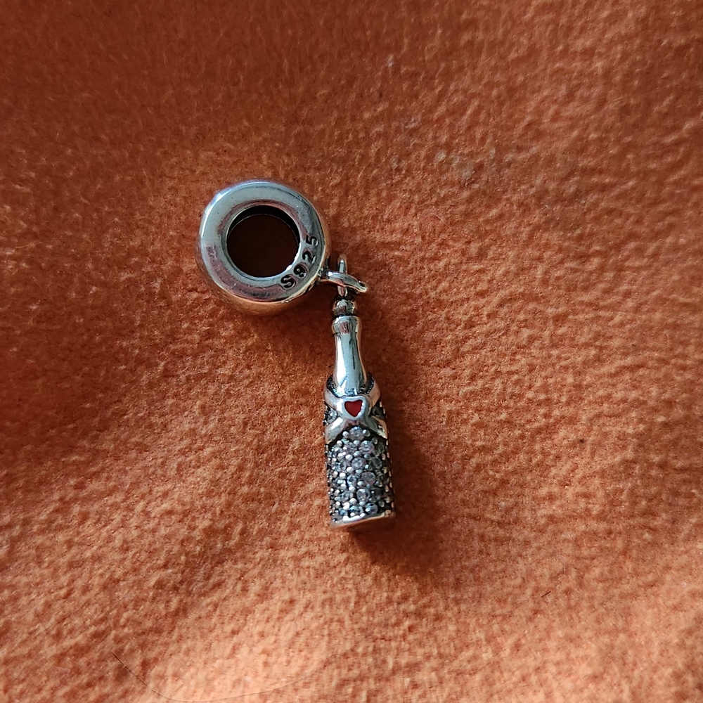 Silver Champagne Bottle Charm